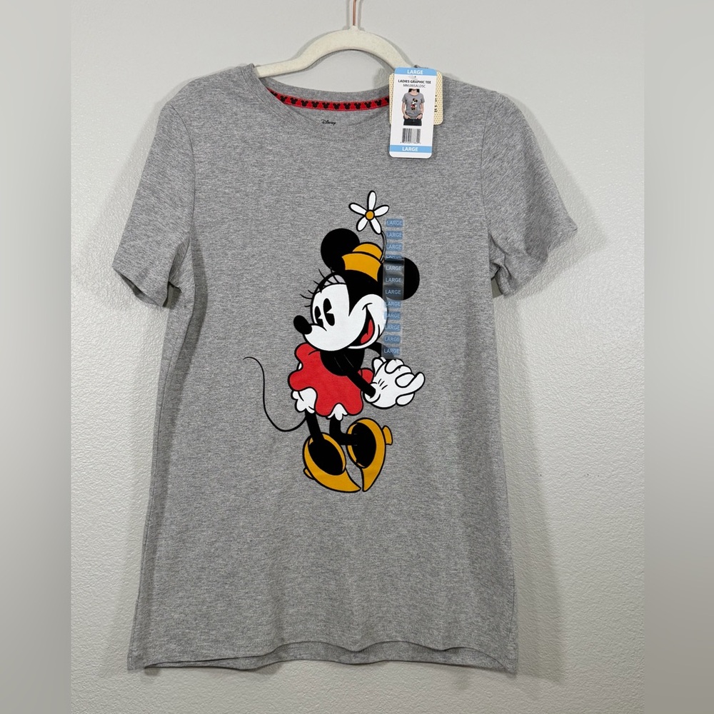 NWT Disney Minnie Mouse Shirt T-Shirt Gray and Velvet Minnie Mouse Logo Women L